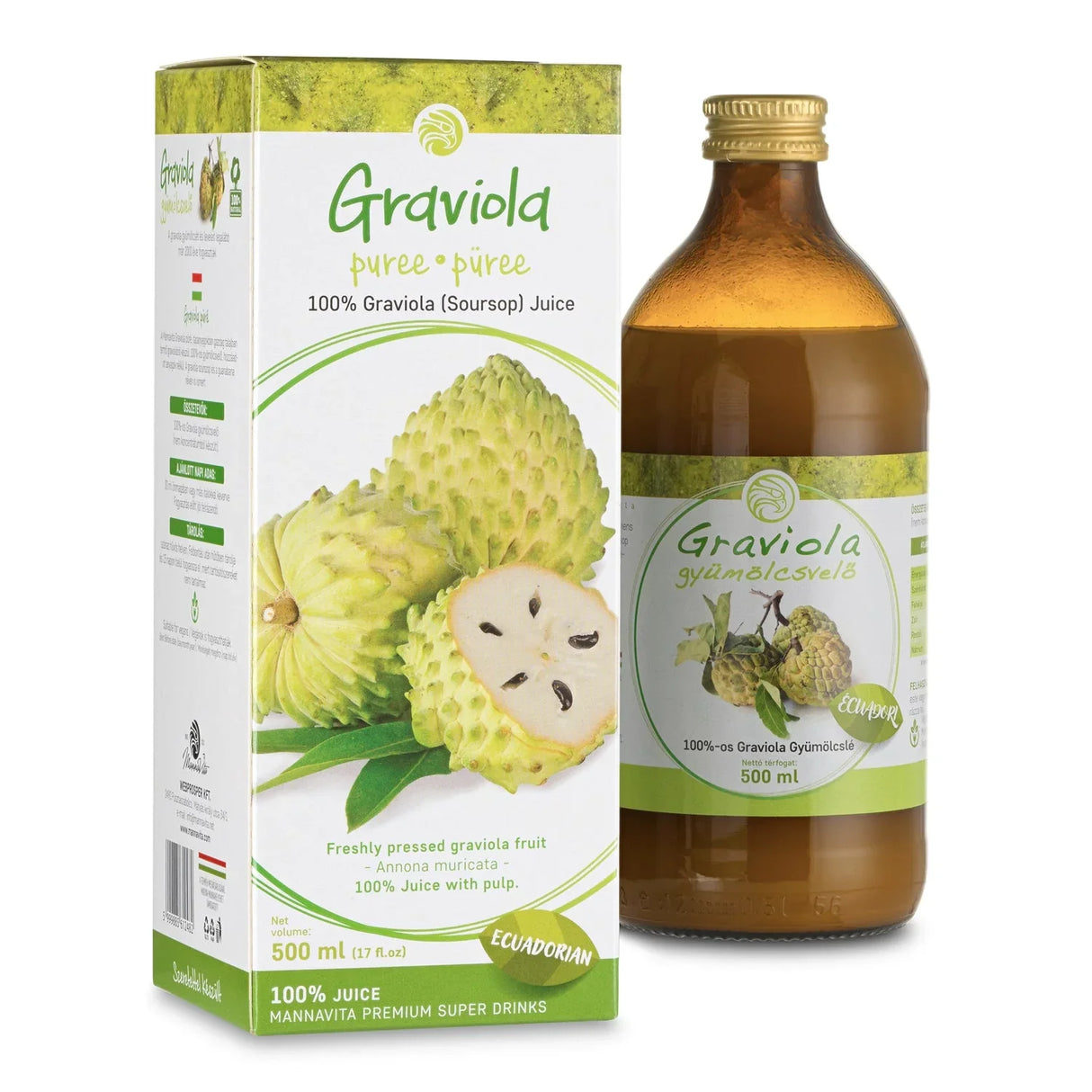 Mannavita Graviola 100% pure pressed purée • 500 ml - Mannavita