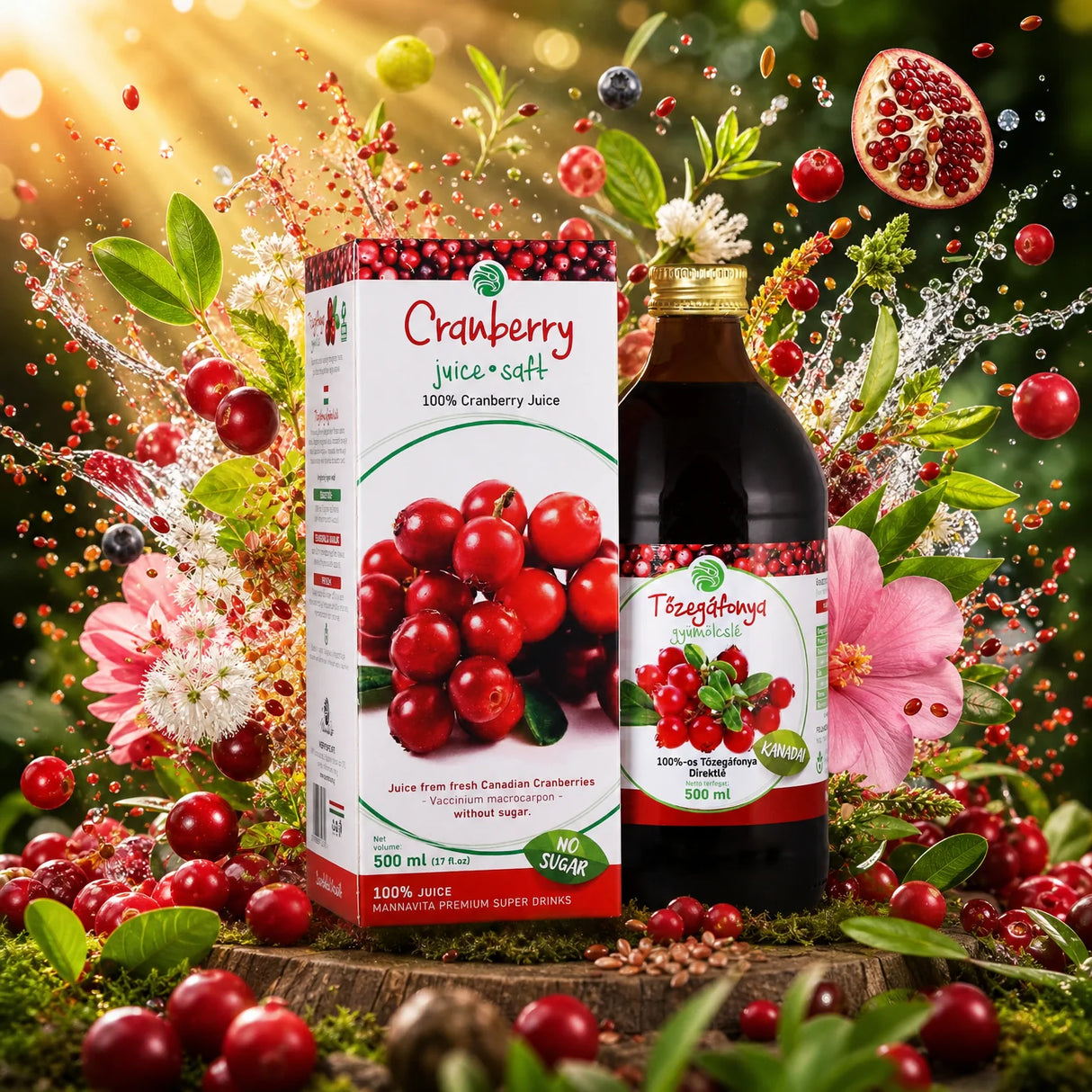 Mannavita Sok od Brusnice, 100% cijeđeni sok • 500 ml