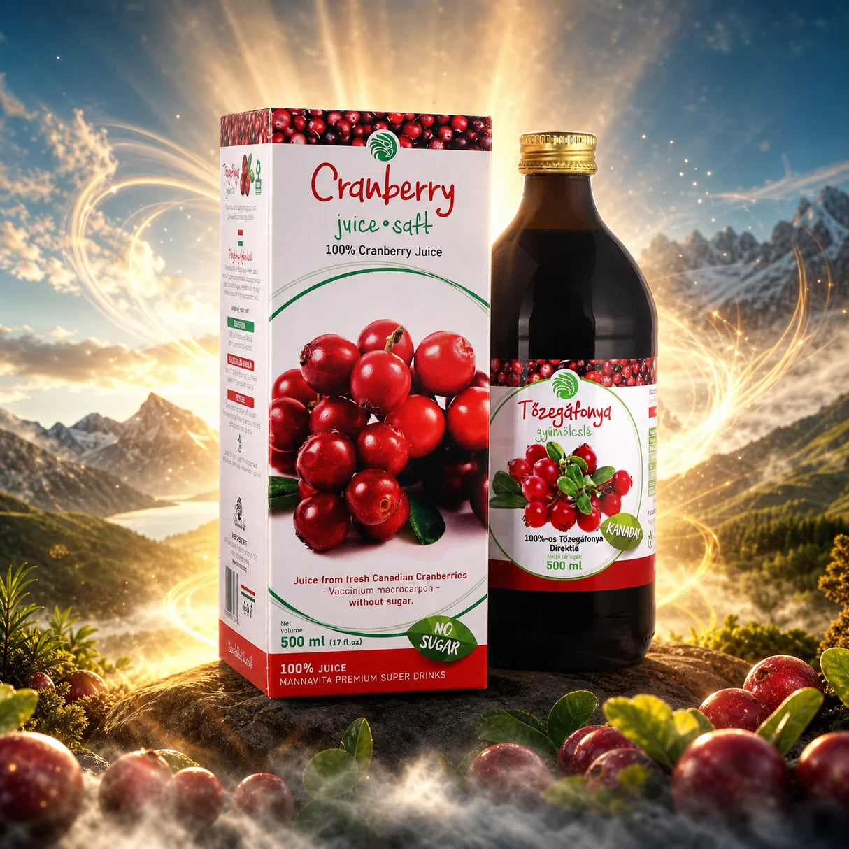 Mannavita Sok od Brusnice, 100% cijeđeni sok • 500 ml