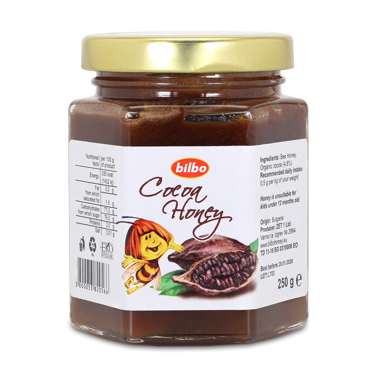 Bilbo sirovi kakao med • 250 g
