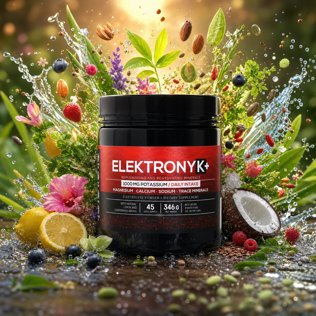 ElektronyK+ elektrolitni prašak • 1000 mg kalija s glicinom • SLATKO, 402 g