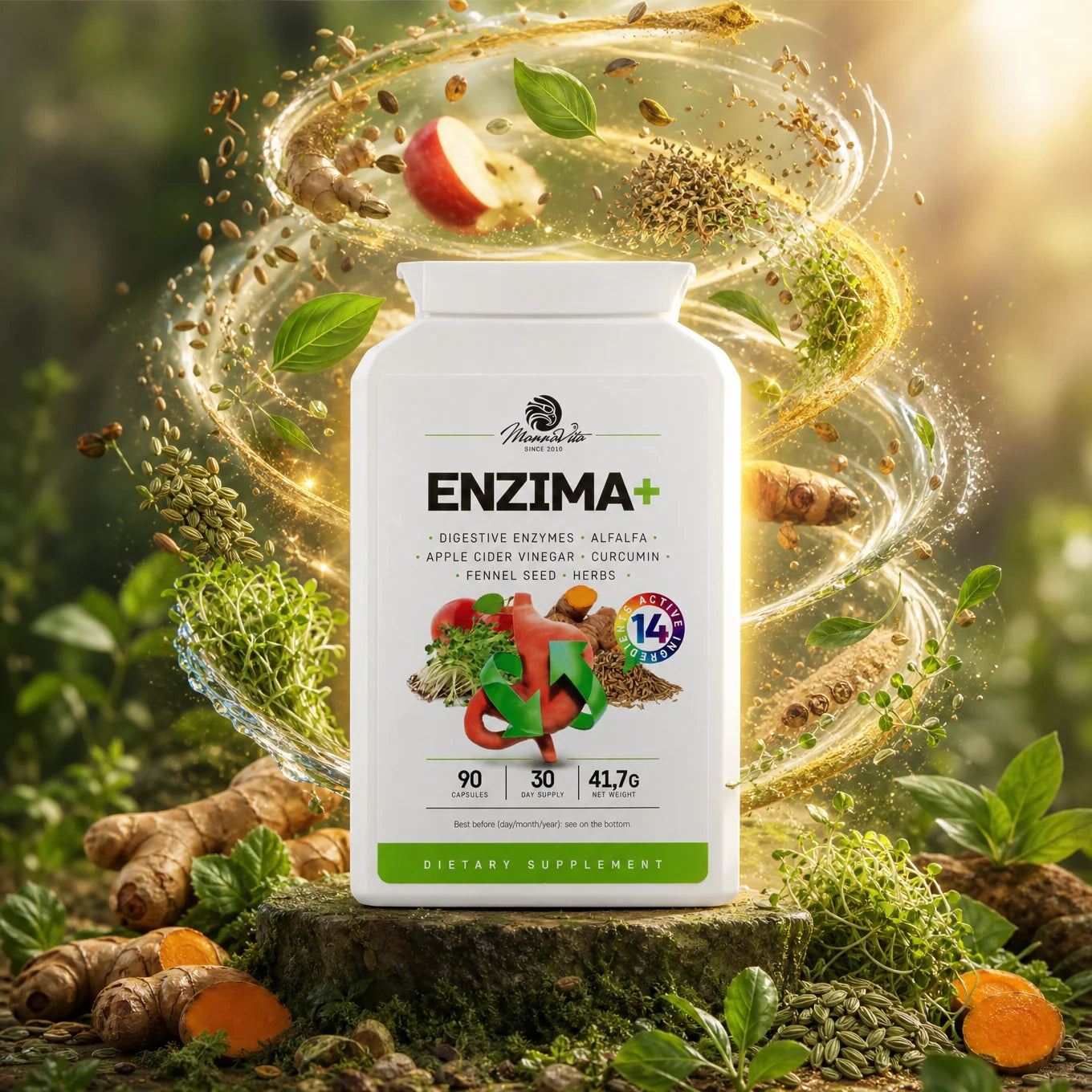 ENZIMA+ kompleks probavnih enzima s Betain HCL • 90 kapsula