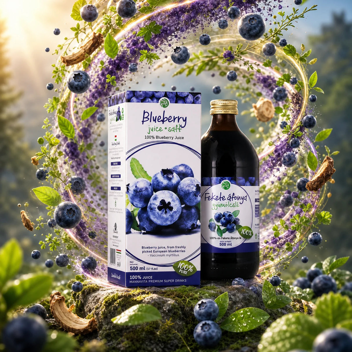 Mannavita • Sok od Borovnice, 100% cijeđeni čisti sok • 500 ml