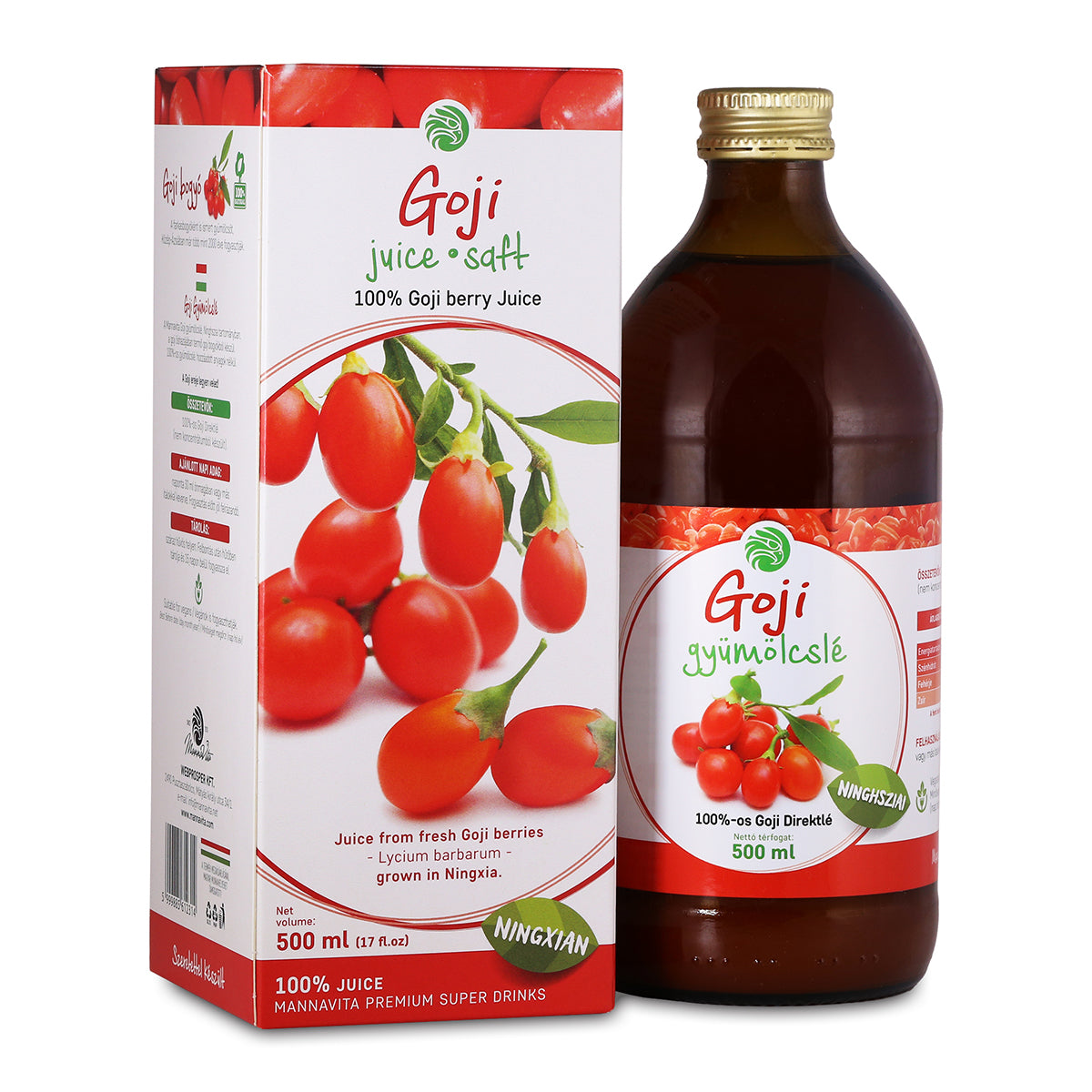 Mannavita • Sok od Goji bobica, 100% cijeđeni čisti sok • 500 ml