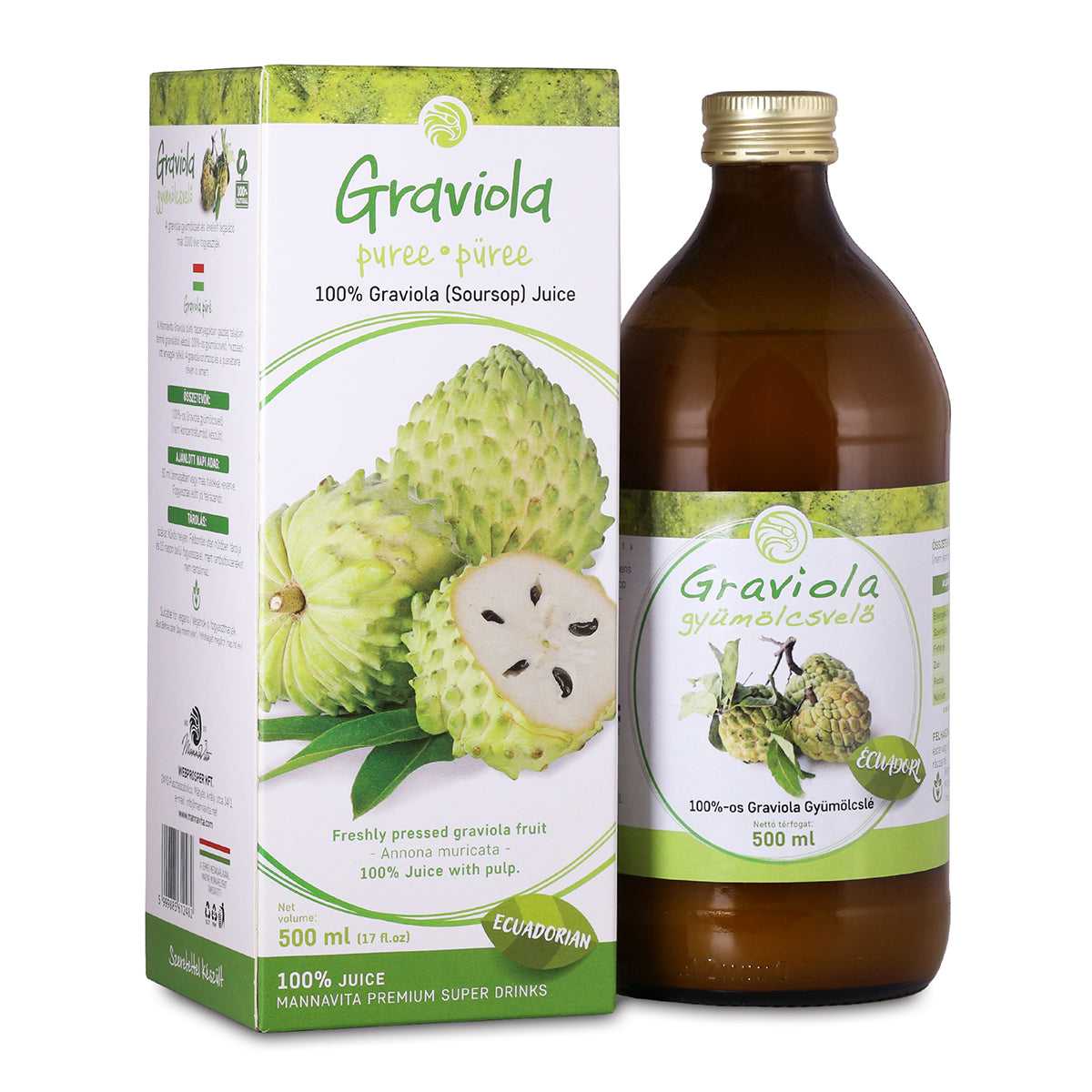 Mannavita Graviola 100% cijeđeni čisti pire • 500 ml
