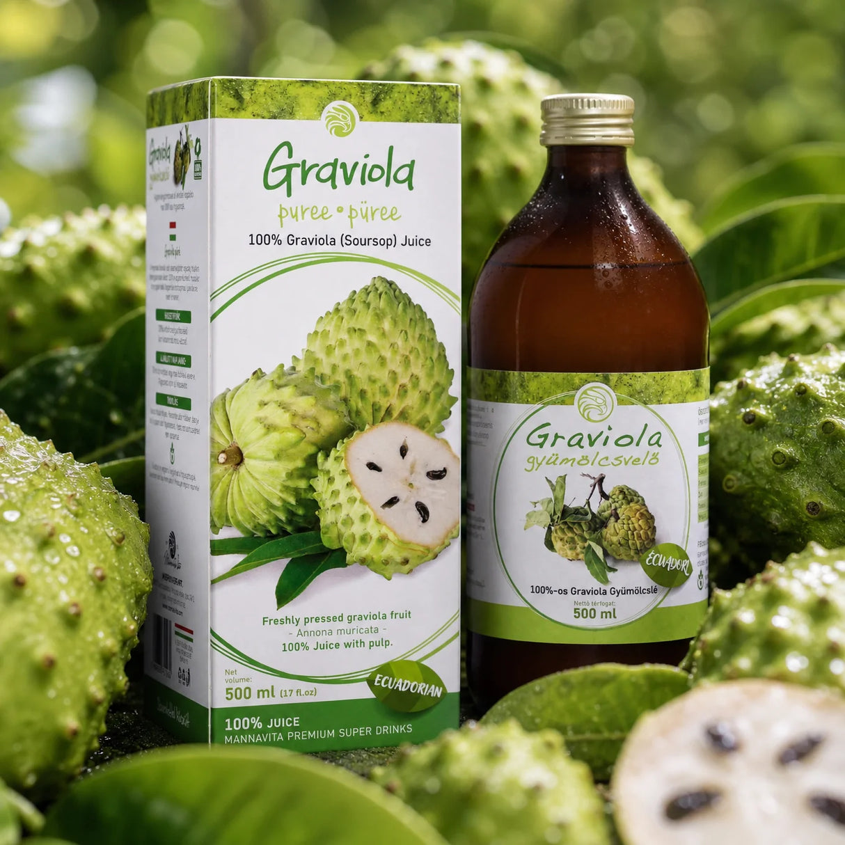 Mannavita Graviola 100% cijeđeni čisti pire • 500 ml