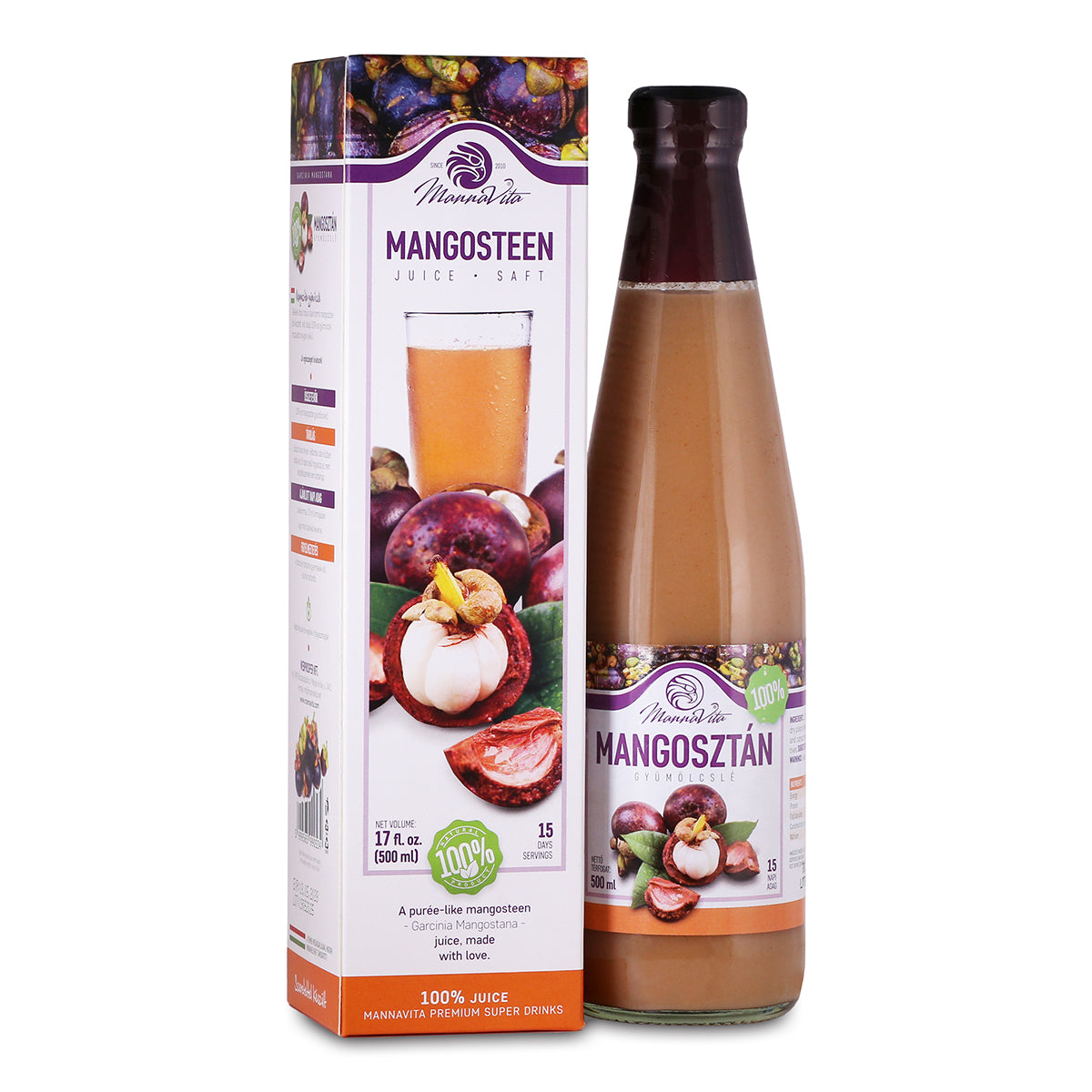 Mannavita Mangostin 100% preširani čisti pire • 500 ml