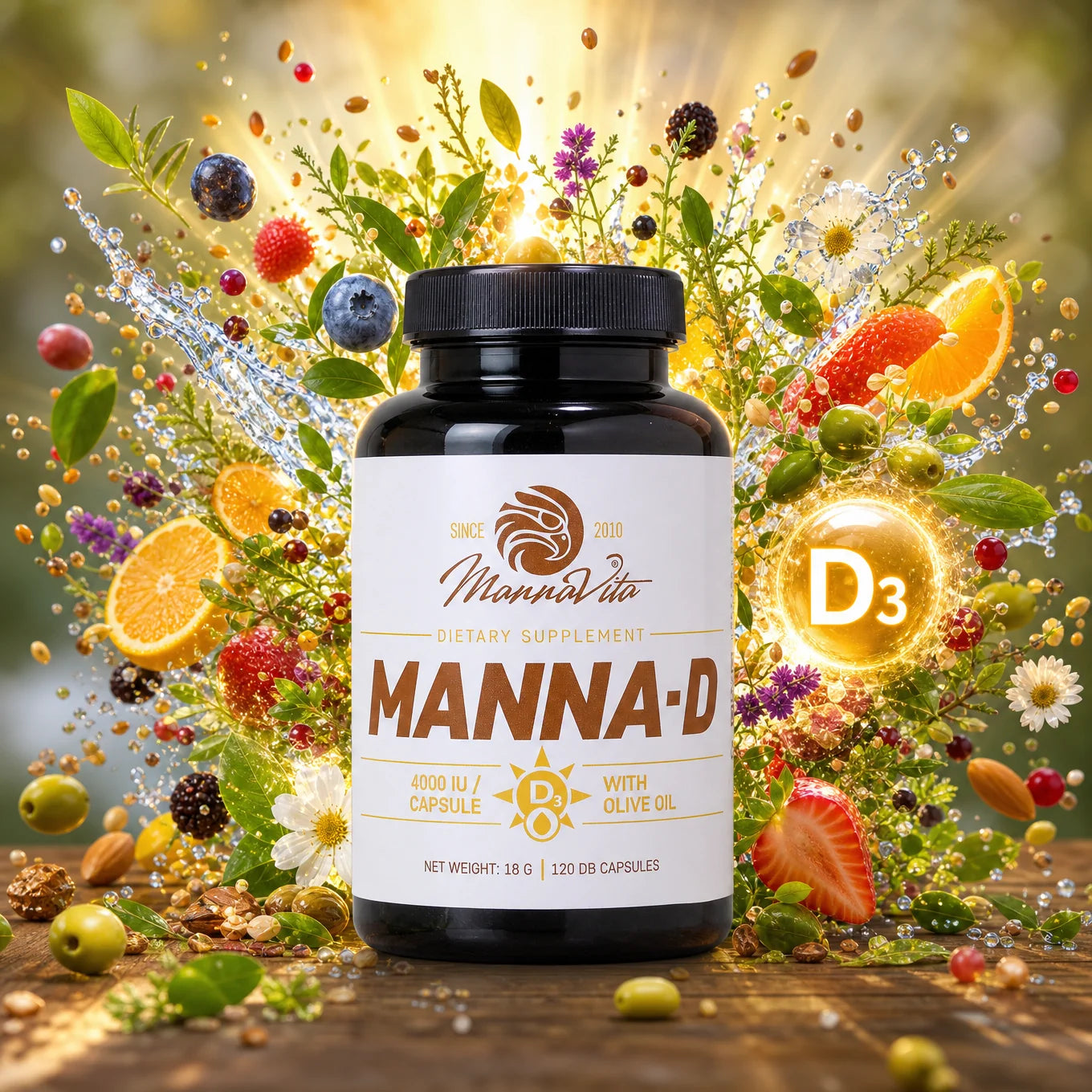 MANNA-D Vitamin D3 u maslinovom ulju 4000 IU • 120 kapsula