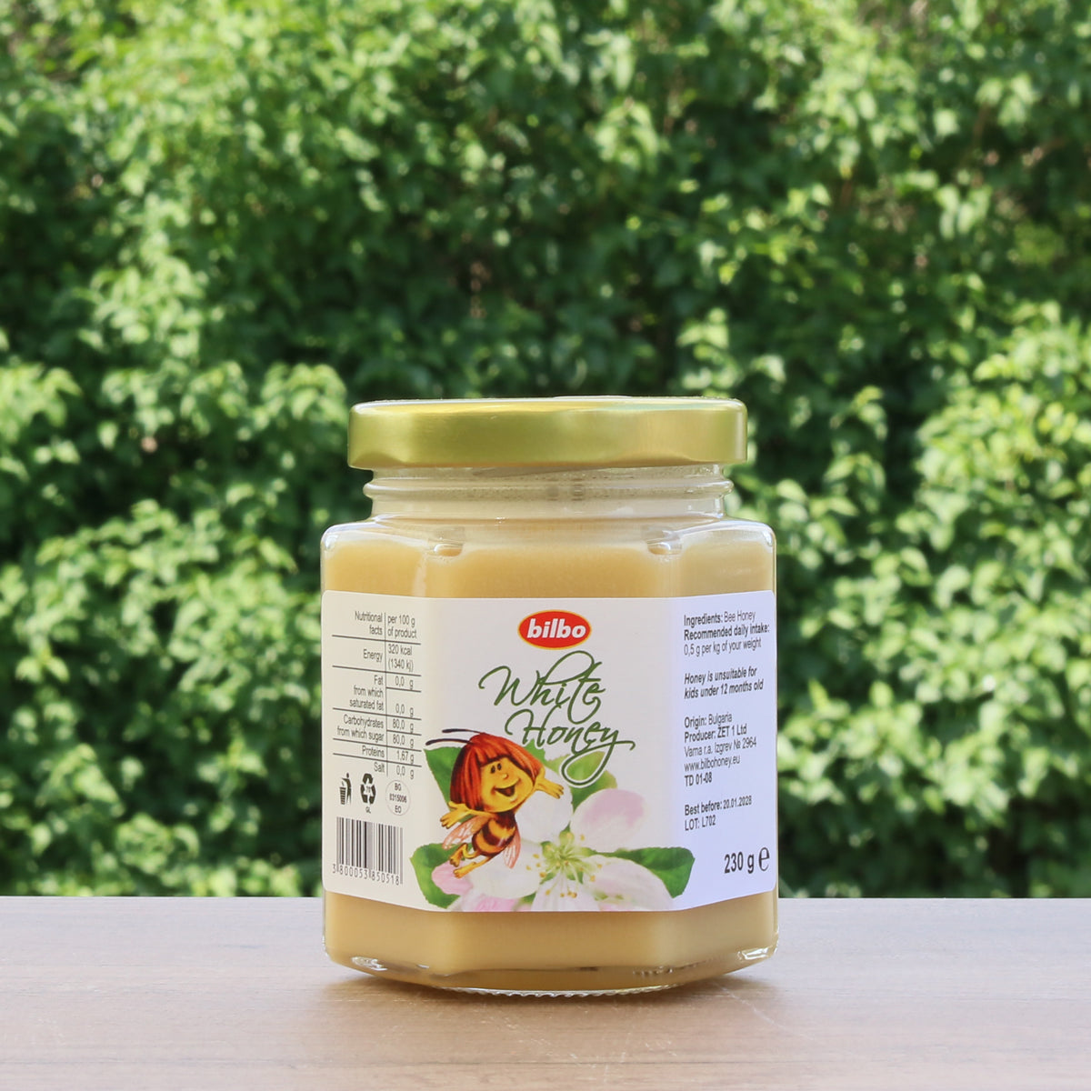 Bilbo raw sirovi bijeli med • 230 g